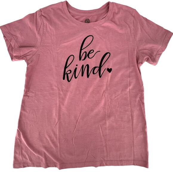 PositiviTees Be Kind T-Shirt Top S (4-6) Dusky Rose Pink Crew Neck Short Sleeve - Picture 3 of 11